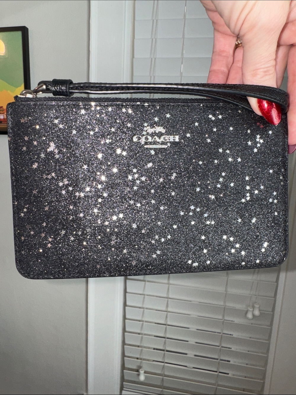 Coach Star Glitter Corner Zip Wristlet